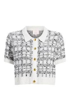 Cinq à Sept Adalee Cropped Cardigan Black/white Clearance