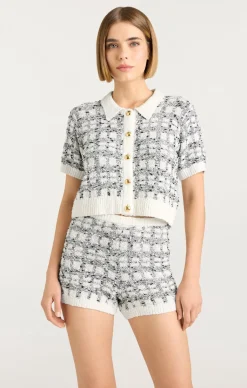 Cinq à Sept Adalee Cropped Cardigan Black/white Clearance