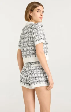 Cinq à Sept Adalee Cropped Cardigan Black/white Clearance