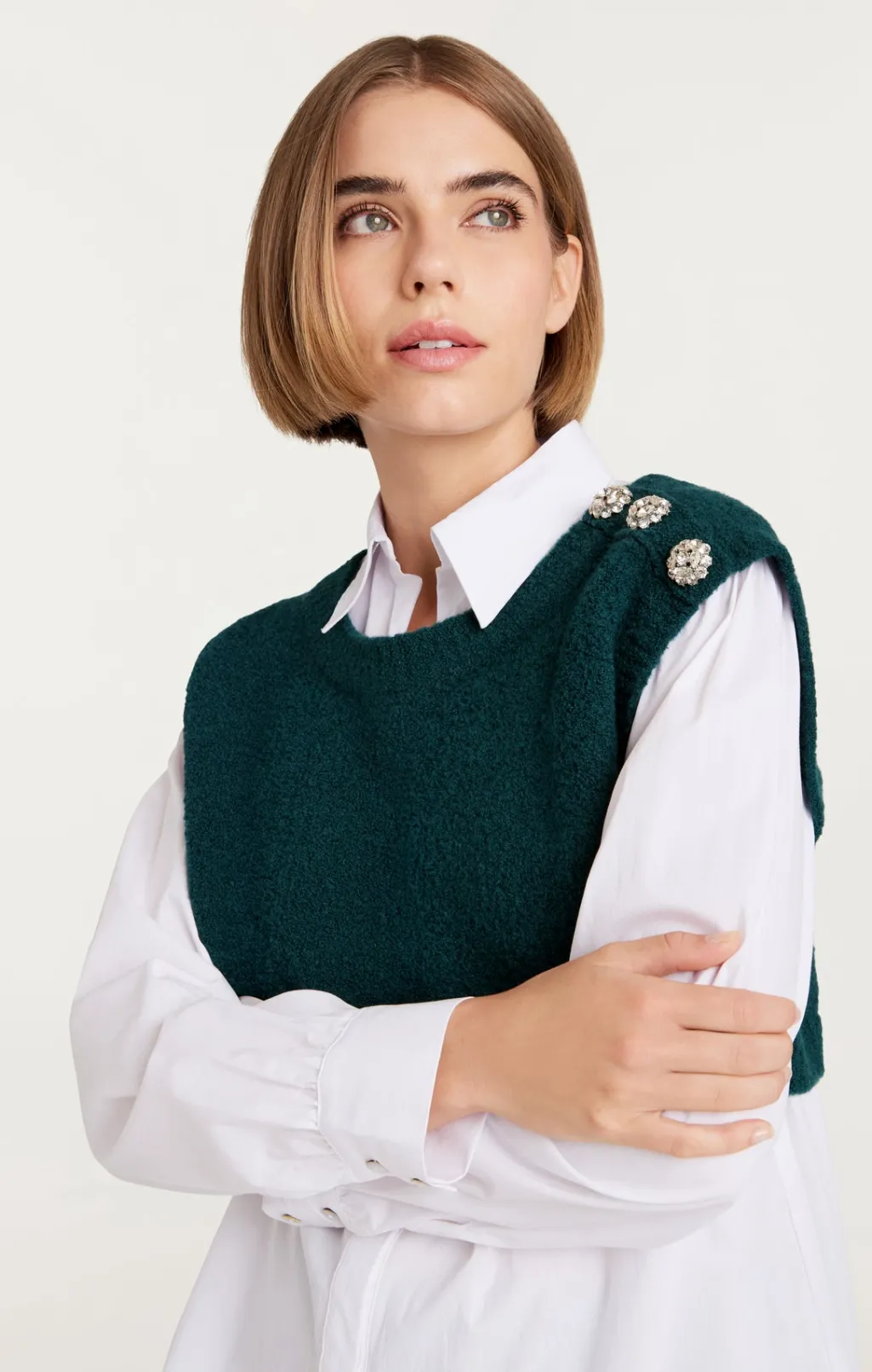 Cinq à Sept Alden Pullover GreenOnyx/White New