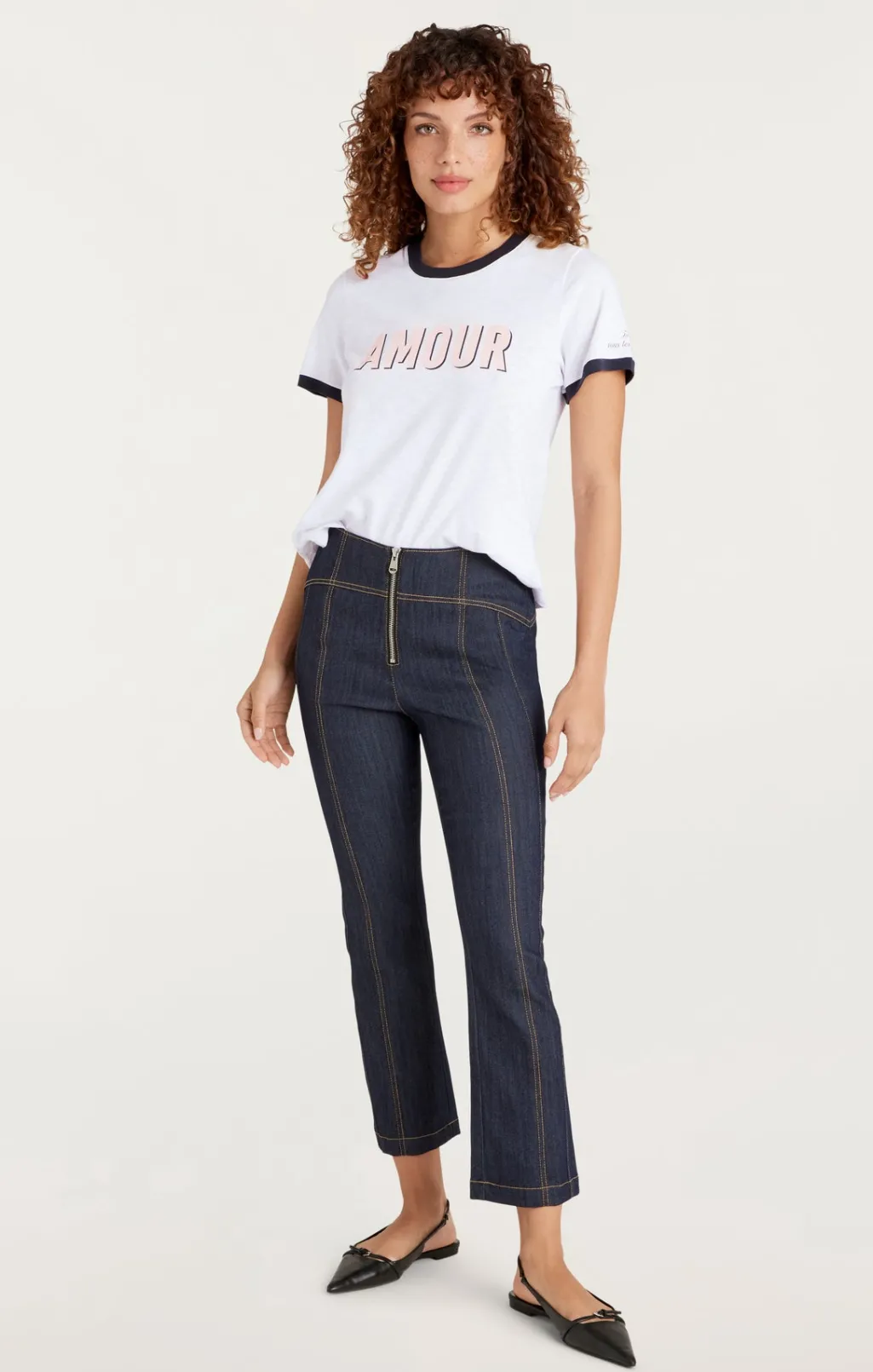 Cinq à Sept Amour Ringer Tee White Hot
