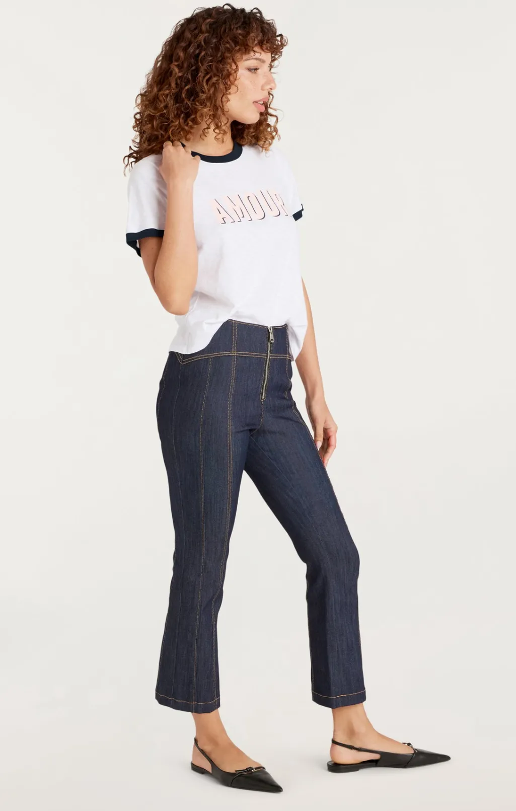 Cinq à Sept Amour Ringer Tee White Hot