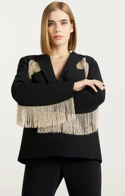 Cinq à Sept Beaded Fringe Ira Blazer Black Best