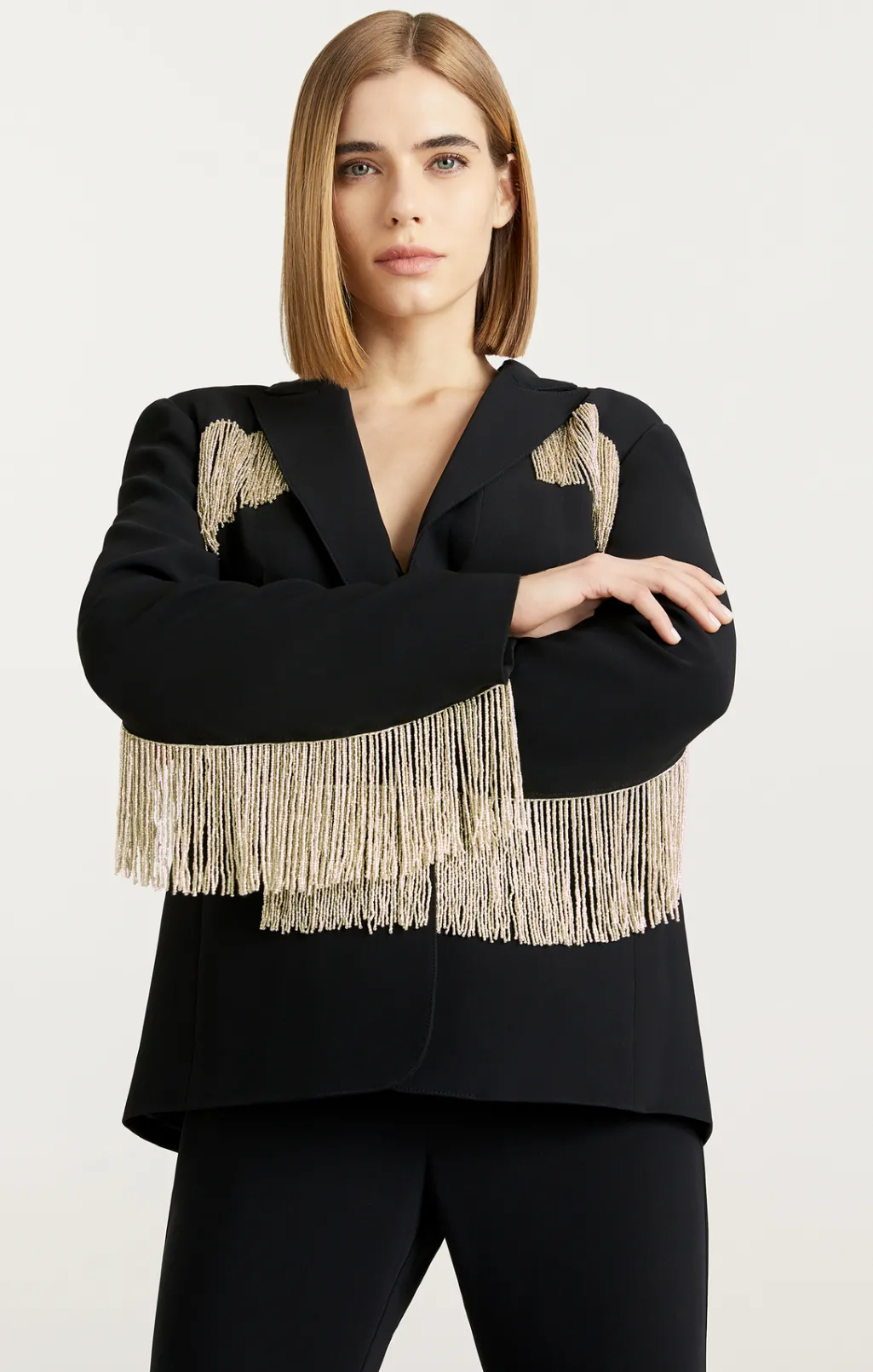 Cinq à Sept Beaded Fringe Ira Blazer Black Best