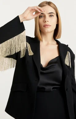 Cinq à Sept Beaded Fringe Ira Blazer Black Best