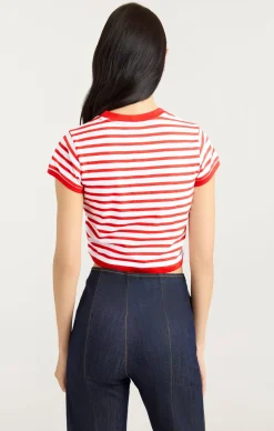 Cinq à Sept Becka Tee White/CherryTomato Sale