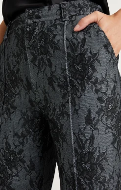 Cinq à Sept Bonded Lace Cropped Evelyn Pant LightIndigo/Black Discount