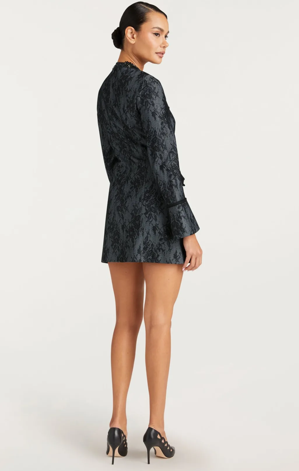 Cinq à Sept Bonded Lace Reina Dress LightIndigo/Black Outlet