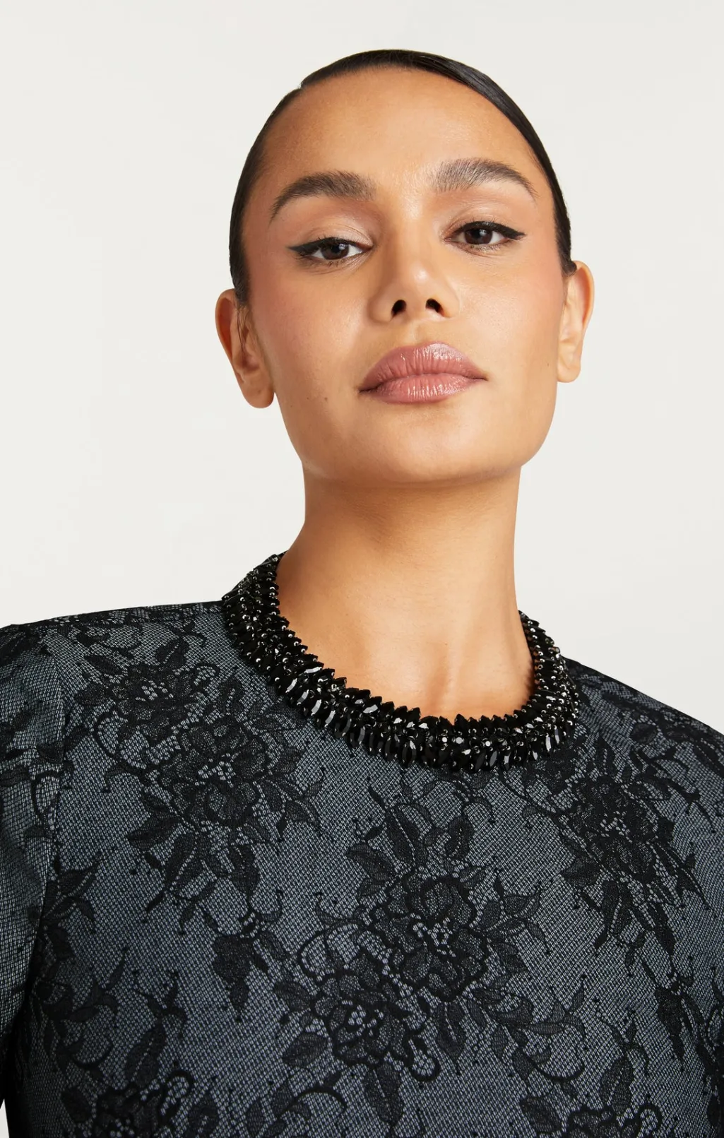 Cinq à Sept Bonded Lace Reina Dress LightIndigo/Black Outlet