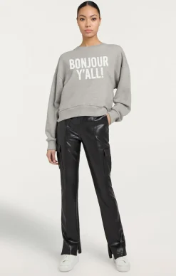 Cinq à Sept Bonjour Y'all Brandy Pullover HeatherGrey/white Discount