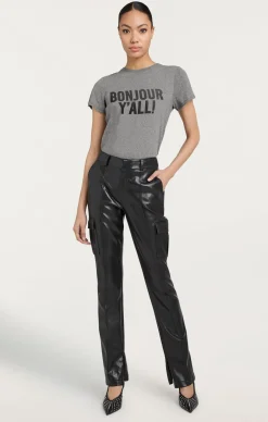 Cinq à Sept Bonjour Y'all Tee HeatherGrey/Black Clearance