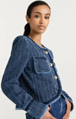 Cinq à Sept Boucle Denim Zanda Jacket Indigo Discount