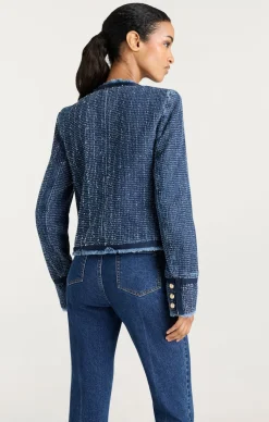 Cinq à Sept Boucle Denim Zanda Jacket Indigo Discount