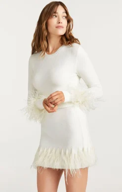 Cinq à Sept Briana Feather Crewneck Pullover Ivory Outlet