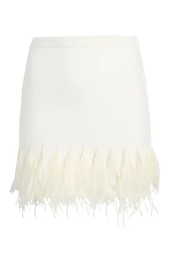 Cinq à Sept Briana Feather Mini Skirt Ivory Discount
