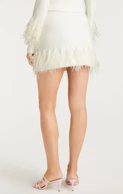 Cinq à Sept Briana Feather Mini Skirt Ivory Discount