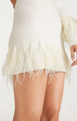 Cinq à Sept Briana Feather Mini Skirt Ivory Discount