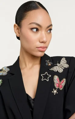 Cinq à Sept Butterfly Embellished Kylie Blazer BlackMulti New