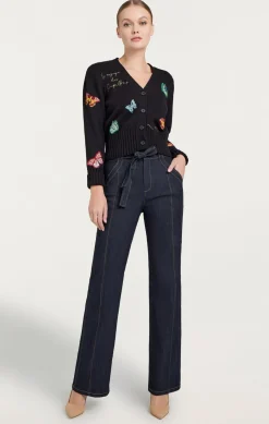 Cinq à Sept Butterfly Embellished Morgan Cardigan Black Outlet