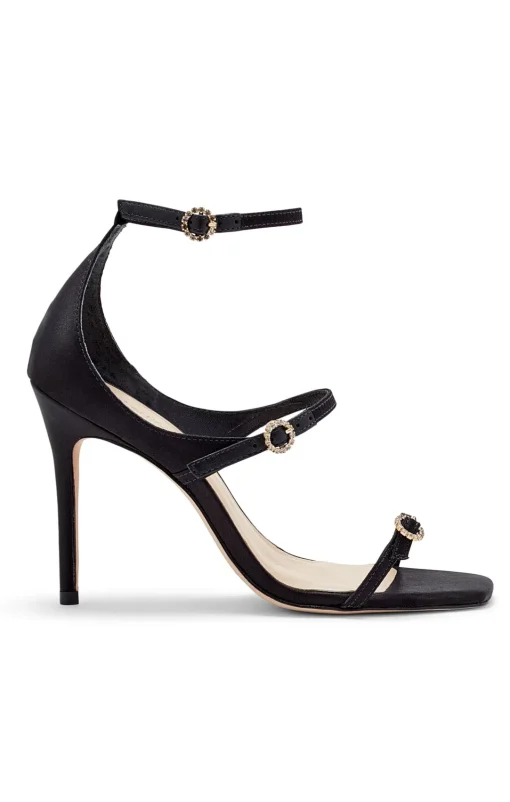 Cinq à Sept Celeste Satin Sandal Black Outlet