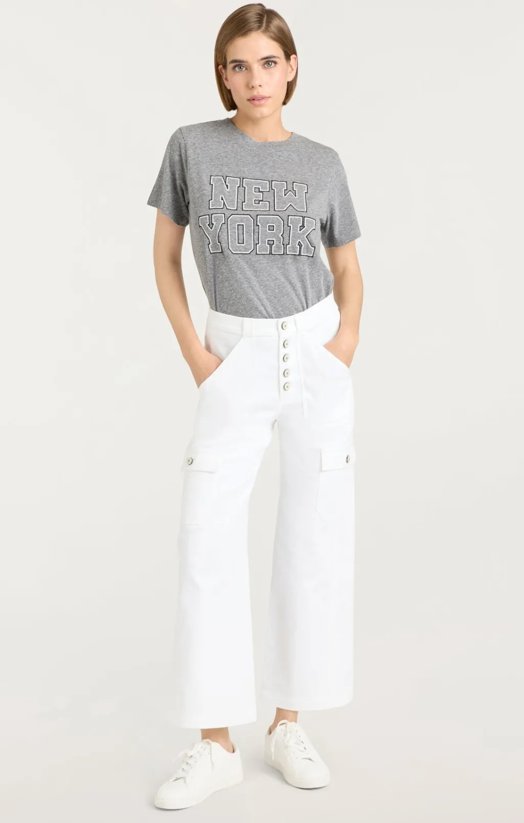 Cinq à Sept Chainstitch Paris New York Tee HeatherGrey/white Online