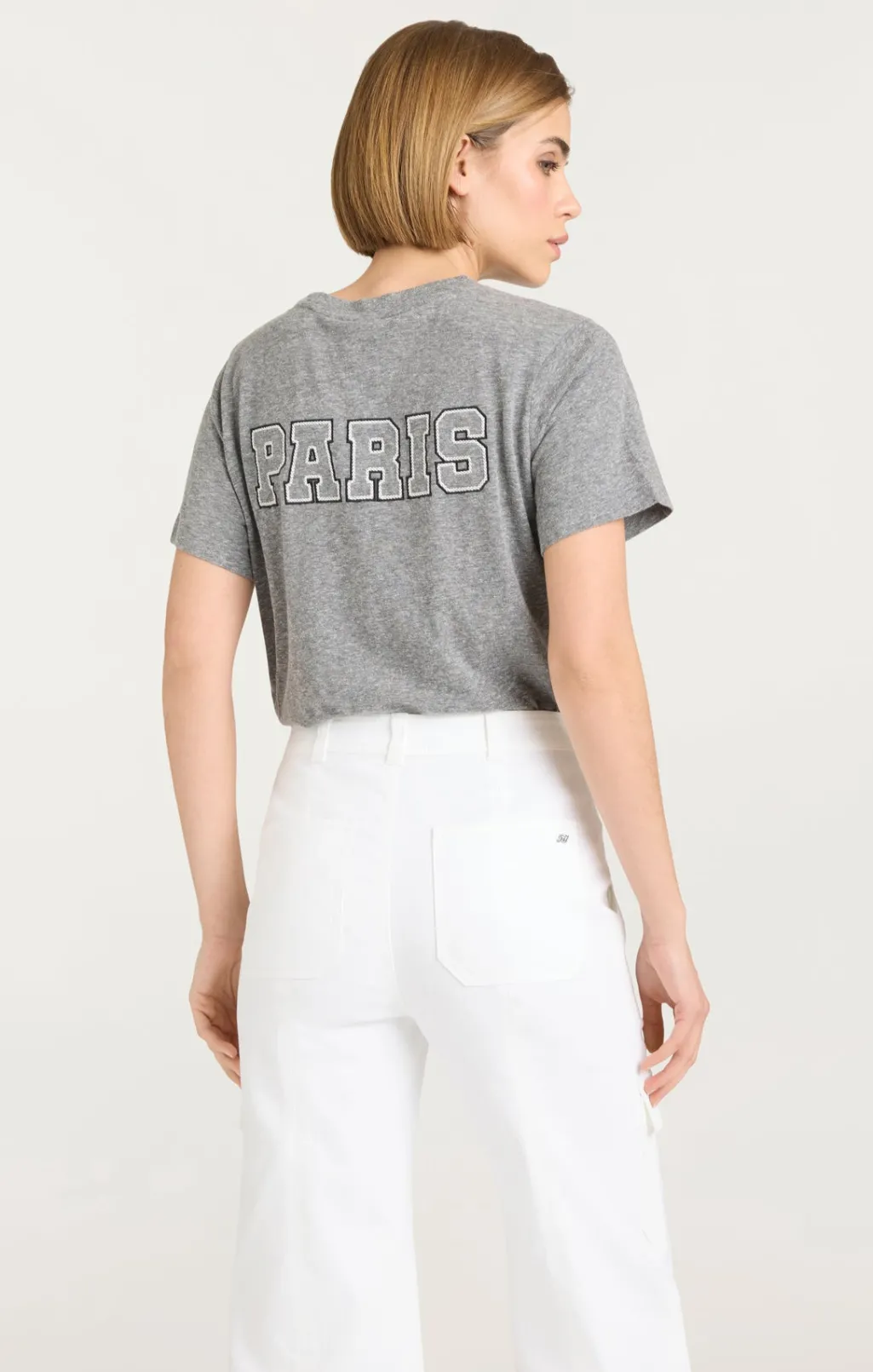 Cinq à Sept Chainstitch Paris New York Tee HeatherGrey/white Online