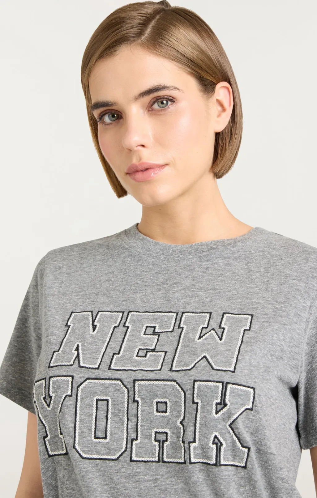 Cinq à Sept Chainstitch Paris New York Tee HeatherGrey/white Online