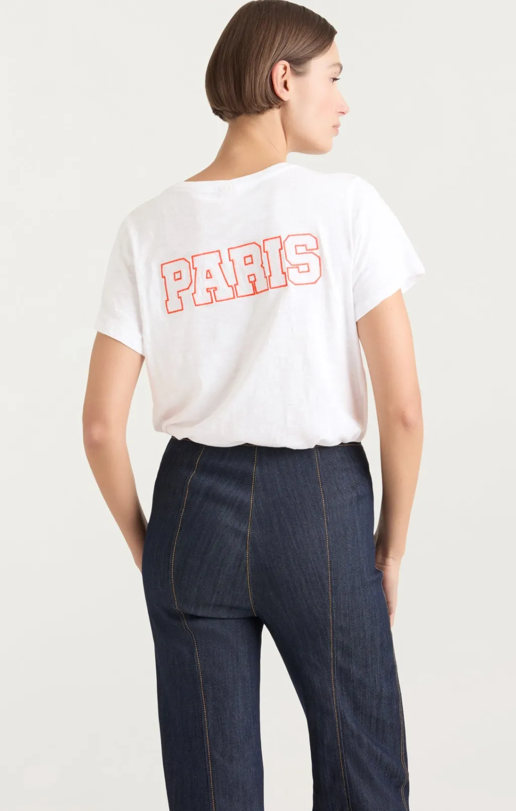 Cinq à Sept Chainstitch Paris New York Tee White/deepTangelo Sale