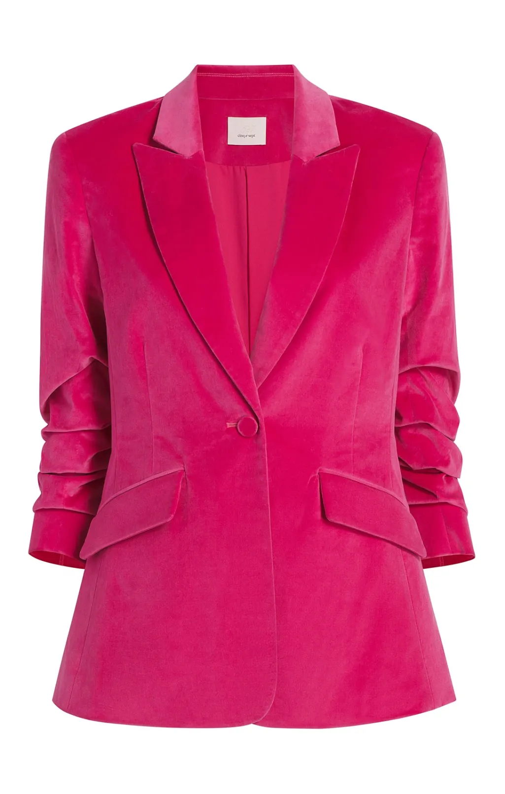 Cinq à Sept Chenille Velvet Scrunched Cheyenne Blazer PinkDahlia Discount