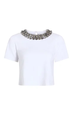 Cinq à Sept Chunky Necklace Shrunken Tee White Online