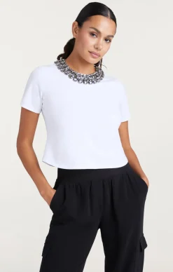 Cinq à Sept Chunky Necklace Shrunken Tee White Online