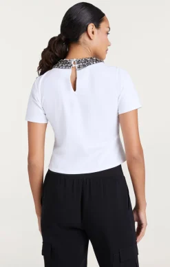 Cinq à Sept Chunky Necklace Shrunken Tee White Online