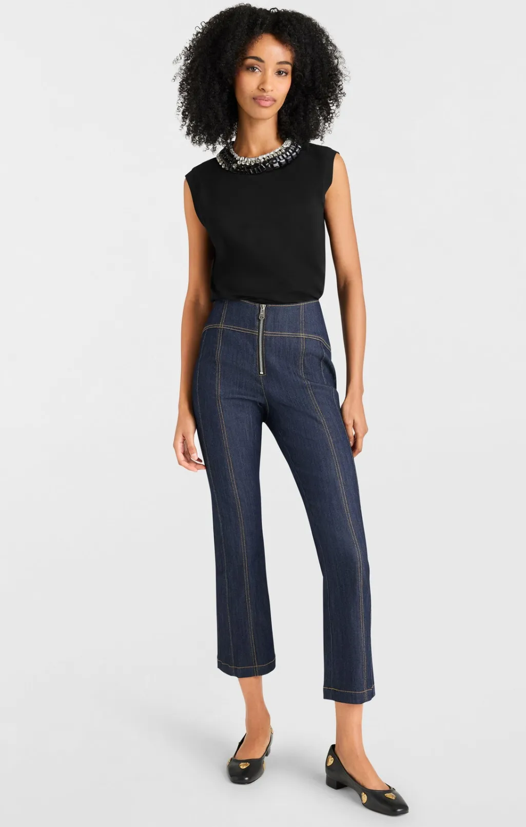 Cinq à Sept Chunky Rhinestone Embellished Tee Black/Clear Outlet