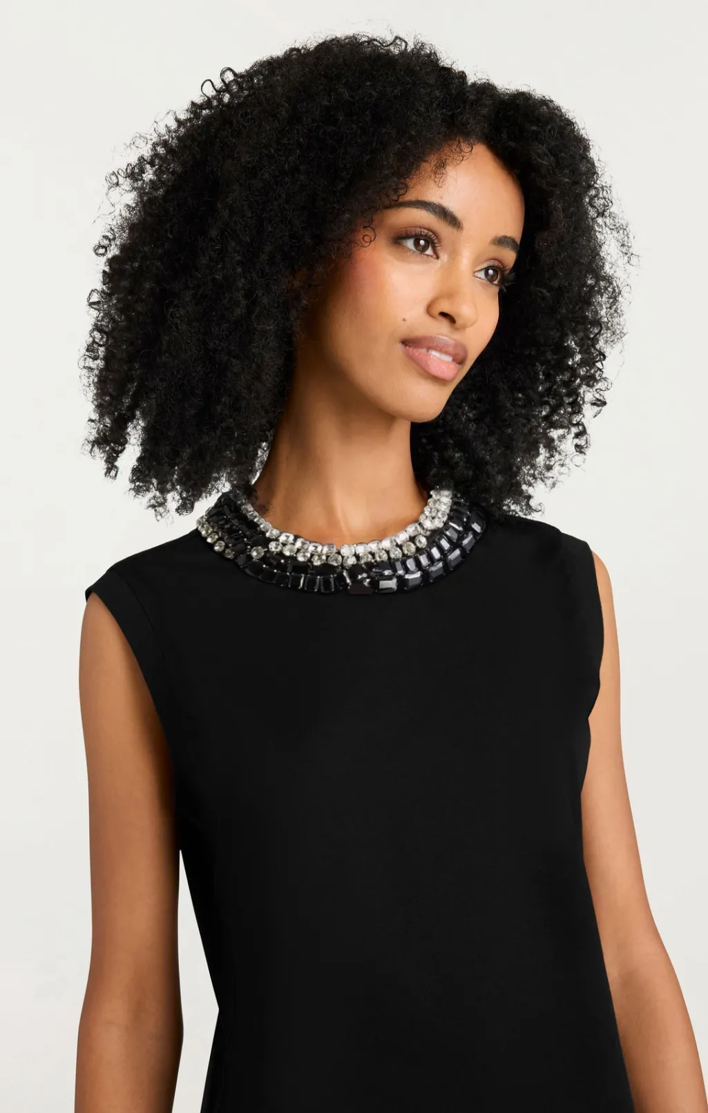 Cinq à Sept Chunky Rhinestone Embellished Tee Black/Clear Outlet