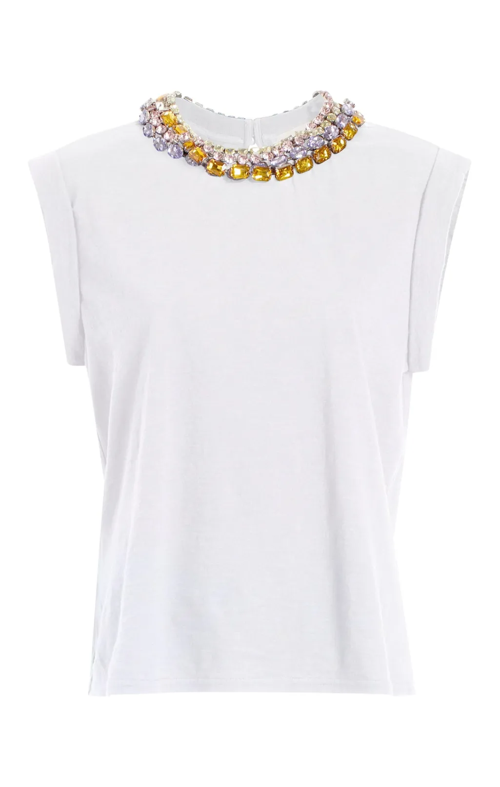 Cinq à Sept Chunky Rhinestone Embellished Tee White Outlet