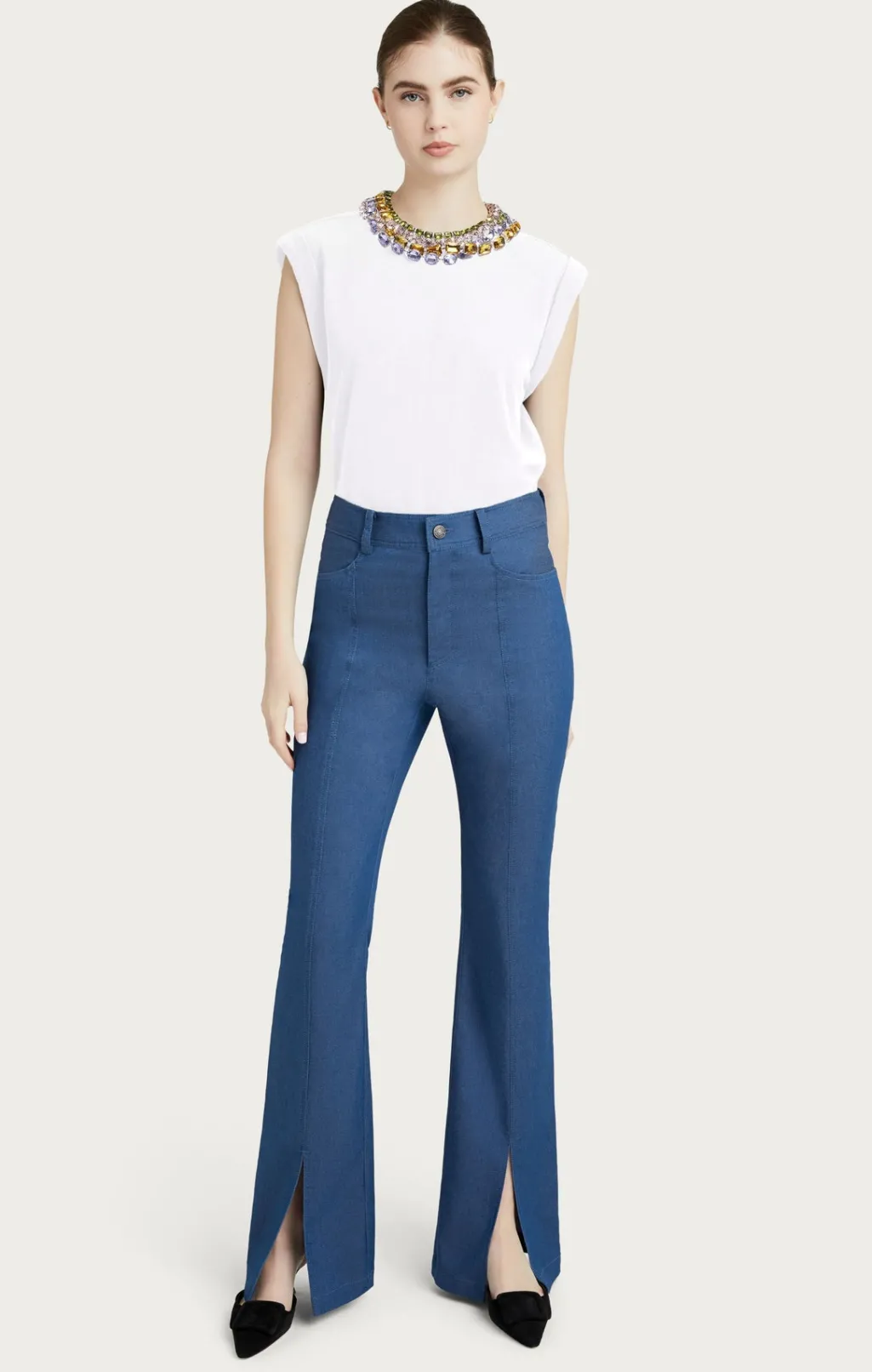 Cinq à Sept Chunky Rhinestone Embellished Tee White Outlet