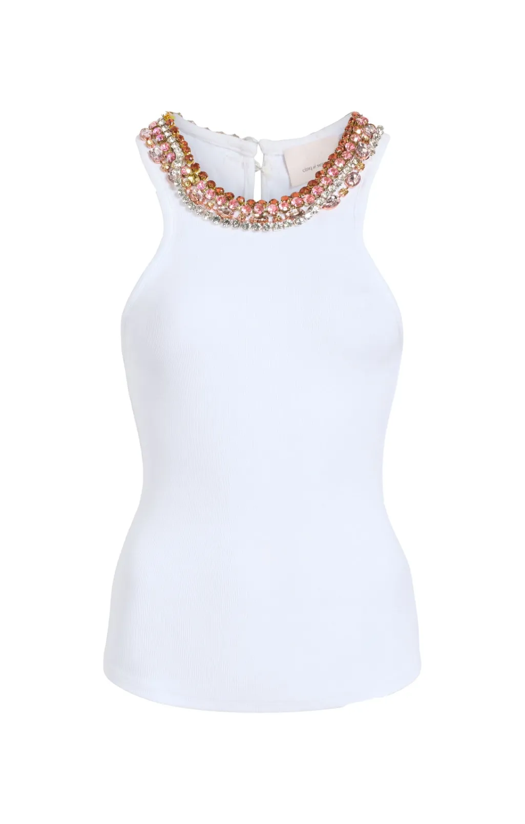 Cinq à Sept Chunky Rhinestone Necklace Lizzie Top WhiteMulti Hot