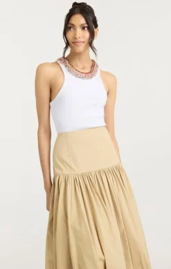 Cinq à Sept Chunky Rhinestone Necklace Lizzie Top WhiteMulti Hot
