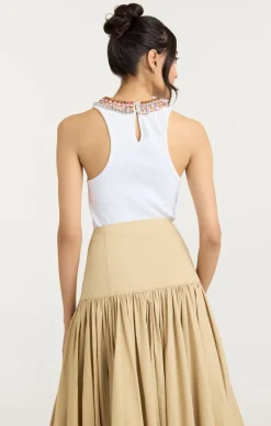 Cinq à Sept Chunky Rhinestone Necklace Lizzie Top WhiteMulti Hot