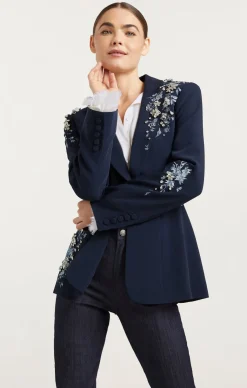 Cinq à Sept Coastal Floral Embellished Cheyenne Blazer CoastalFloralEmbellishedNavyMulti Online