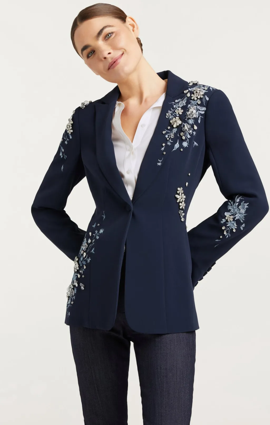 Cinq à Sept Coastal Floral Embellished Cheyenne Blazer CoastalFloralEmbellishedNavyMulti Online