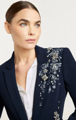 Cinq à Sept Coastal Floral Embellished Cheyenne Blazer CoastalFloralEmbellishedNavyMulti Online