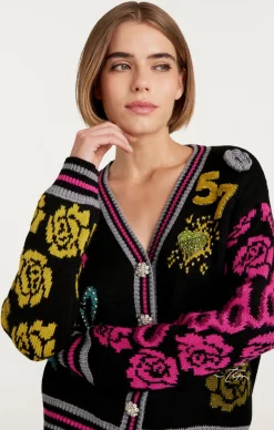 Cinq à Sept Collage Cardigan BlackMulti Best