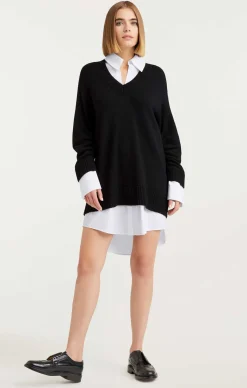 Cinq à Sept Collar Santina Dress Black/white Outlet