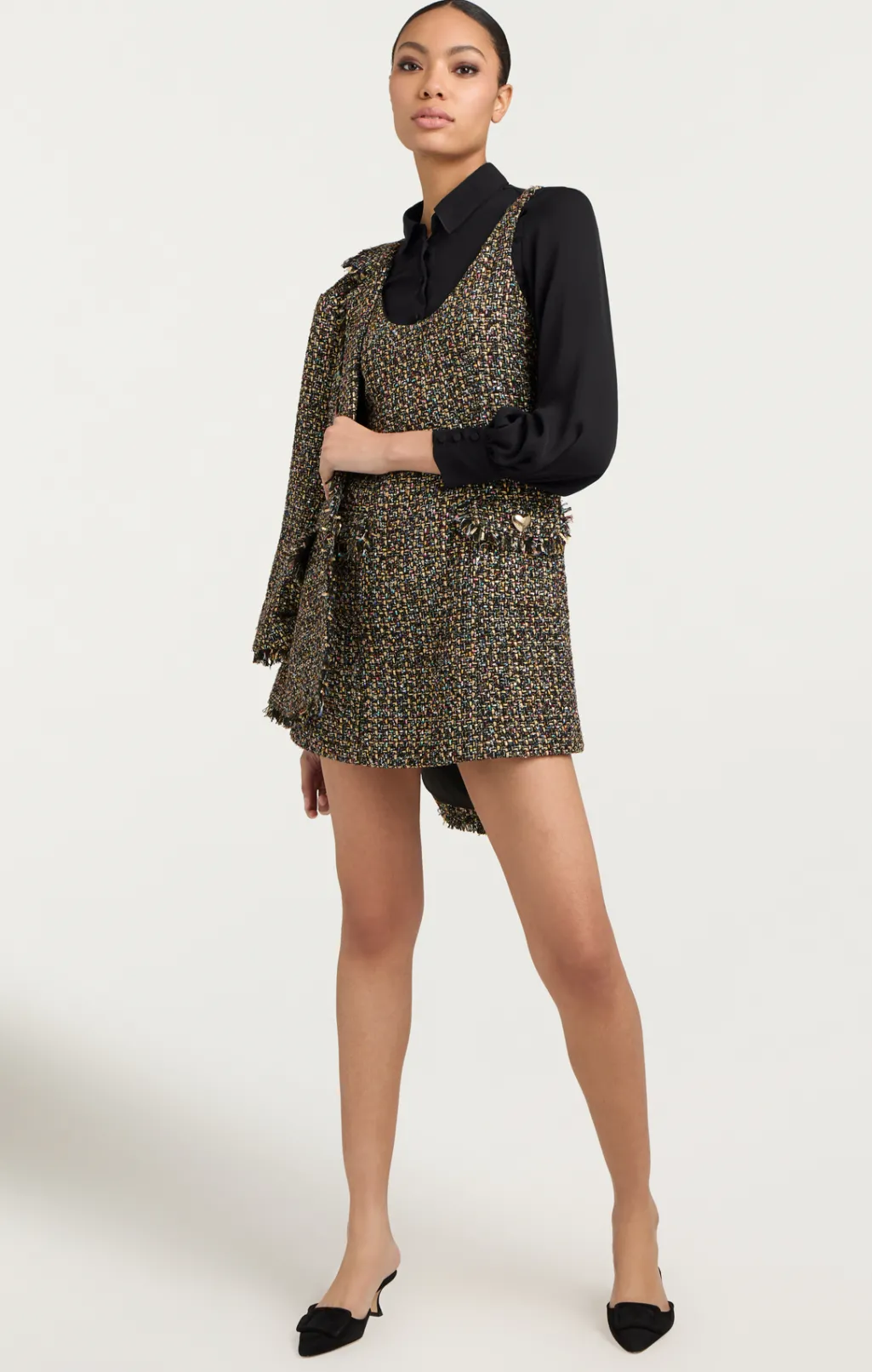 Cinq à Sept Confetti Tweed Florianna Dress BlackMulti Clearance