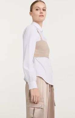 Cinq à Sept Connie Top Oyster/White Sale