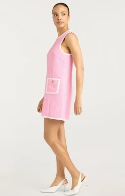 Cinq à Sept Contrast Auden Dress Flamingo/White Discount
