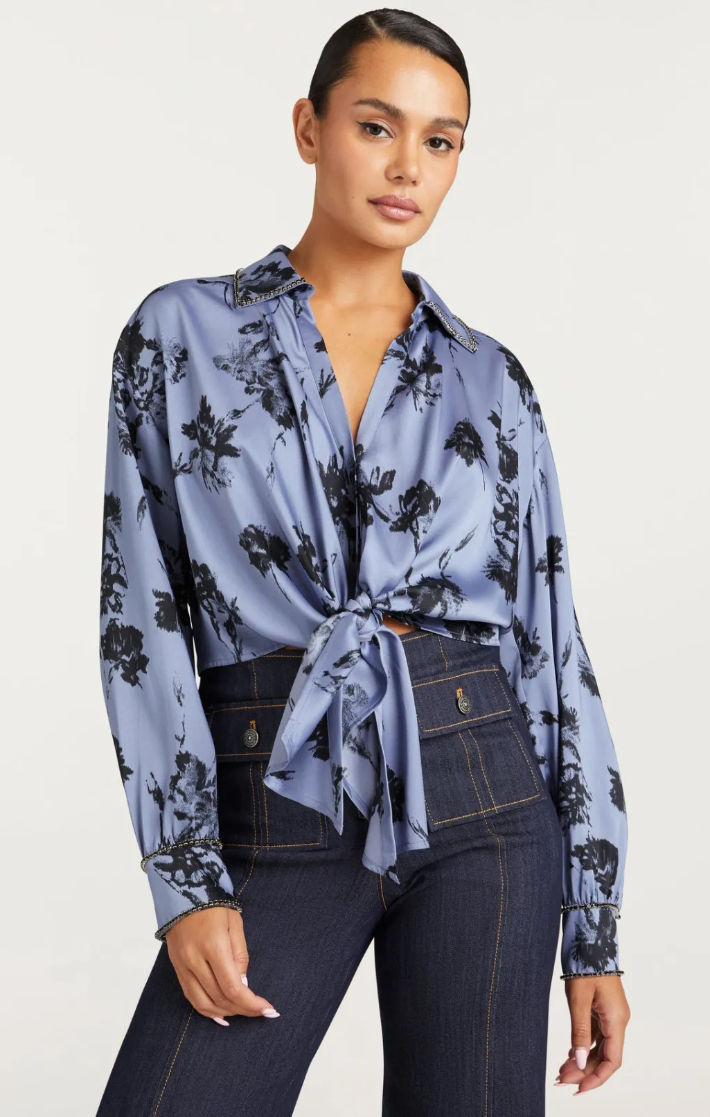 Cinq à Sept Cool Carnation Embellished Marianna Top RusticBlueMulti Sale