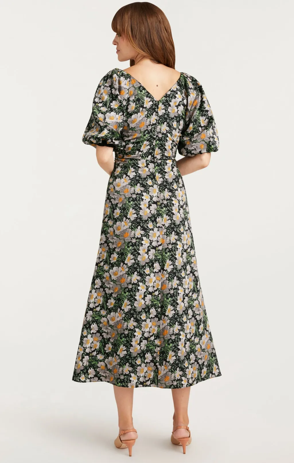 Cinq à Sept Cosmo Flowers Brenton Dress Black/LondonFog Hot