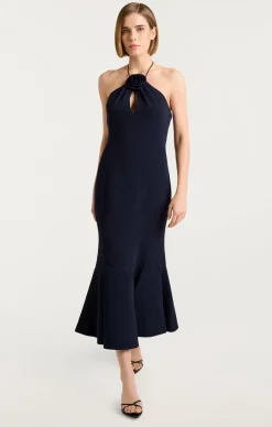 Cinq à Sept Crepe Flower Jennie Dress Navy Online